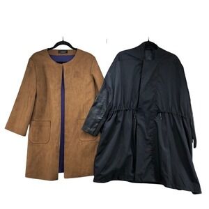 viaStrozzi Coat Lot Women Large Faux Suede Topper Brown Purple Black Jacket
